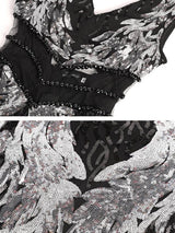 Amour Black Sequin Rhinestone Embellished Fishtail Maxi Dress - Fashion Genie Boutique