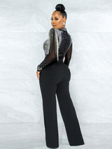Heartbroken Black Rhinestone Embellished Mush Wide Leg Jumpsuit - Fashion Genie Boutique