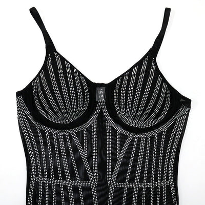 See Me Shine Black Rhinestone Embellished Fringe Mesh Mini Skirt - Fashion Genie Boutique