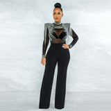 Heartbroken Black Rhinestone Embellished Mush Wide Leg Jumpsuit - Fashion Genie Boutique