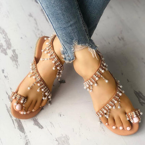 Ruby Pearl Embellished Sandals - Fashion Genie Boutique