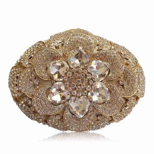 Women’s Flower Rhinestone Embellished Clutch Bag - Fashion Genie Boutique