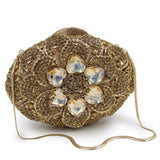 Women’s Flower Rhinestone Embellished Clutch Bag - Fashion Genie Boutique