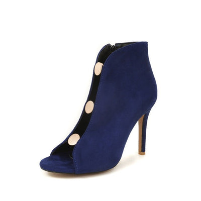 Energetic Feel Blue Suede Peep Toe Boots - Fashion Genie Boutique