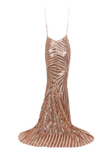Ecstasy Gold Plunge Sequin Maxi Fishtail Gown Dress - Fashion Genie Boutique