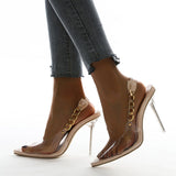 Sweet Temptations Beige Chain Rhinestone Stiletto Heels - Fashion Genie Boutique