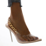 Sweet Temptations Beige Chain Rhinestone Stiletto Heels - Fashion Genie Boutique