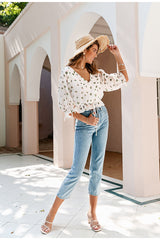 Catchy Confidence White Print Wrap Top - Fashion Genie Boutique