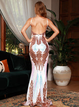 The Big Event White & Gold Sequin Fishtail Maxi Dress - Fashion Genie Boutique