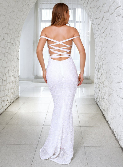 Beautiful Tonight White Cross Back Maxi Dress - Fashion Genie Boutique