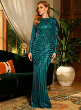 Sass and Sparkle Green Sequin Long Sleeve Maxi Dress - Fashion Genie Boutique