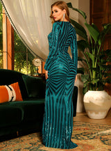 Sass and Sparkle Green Sequin Long Sleeve Maxi Dress - Fashion Genie Boutique