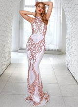 Forever Flawless White Sequin Maxi Fishtail Dress - Fashion Genie Boutique