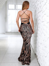 Dazzling Doll Black Gold Sequin Maxi Dress - Fashion Genie Boutique
