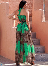 Goodas Green Leopard Crop Top Wide Leg Trousers Co-Ord - Fashion Genie Boutique