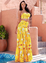 Girl Like You Yellow Floral Print Maxi Skirt - Fashion Genie Boutique