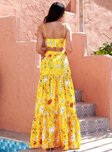 Girl Like You Yellow Floral Print Maxi Skirt - Fashion Genie Boutique