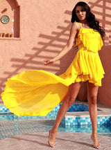 Dance With Me Yellow Dipped Hem Maxi Dress - Fashion Genie Boutique