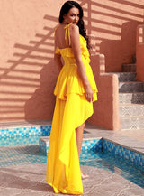 Dance With Me Yellow Dipped Hem Maxi Dress - Fashion Genie Boutique