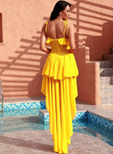 Dance With Me Yellow Dipped Hem Maxi Dress - Fashion Genie Boutique