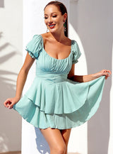 Liana Green Layered Mini Dress - Fashion Genie Boutique