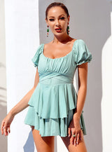 Liana Green Layered Mini Dress - Fashion Genie Boutique