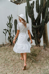 Elegant White Wrap Midi Dress - Fashion Genie Boutique