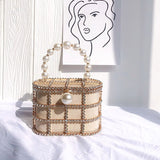 Women’s Pearl & Rhinestone Embellished Handbag - Fashion Genie Boutique