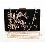 Women’s Black Rhinestone Embroidered Clutch Handbag - Fashion Genie Boutique