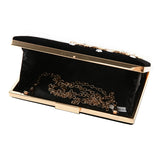 Women’s Black Rhinestone Embroidered Clutch Handbag - Fashion Genie Boutique