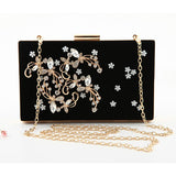 Women’s Black Rhinestone Embroidered Clutch Handbag - Fashion Genie Boutique