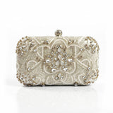Women’s Beige Rhinestone Embellished Clutch Bag - Fashion Genie Boutique