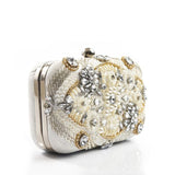 Women’s Beige Rhinestone Embellished Clutch Bag - Fashion Genie Boutique