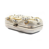 Women’s Beige Rhinestone Embellished Clutch Bag - Fashion Genie Boutique