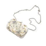 Women’s Beige Rhinestone Embellished Clutch Bag - Fashion Genie Boutique