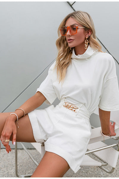 Notting Hill White Turtle Neck T-Shirt - Fashion Genie Boutique
