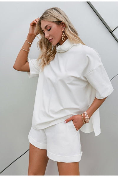 Notting Hill White Turtle Neck T-Shirt - Fashion Genie Boutique