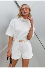 Notting Hill White Turtle Neck T-Shirt - Fashion Genie Boutique