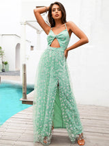 Fell From Heaven Green Floral Print Spilt Maxi Dress - Fashion Genie Boutique
