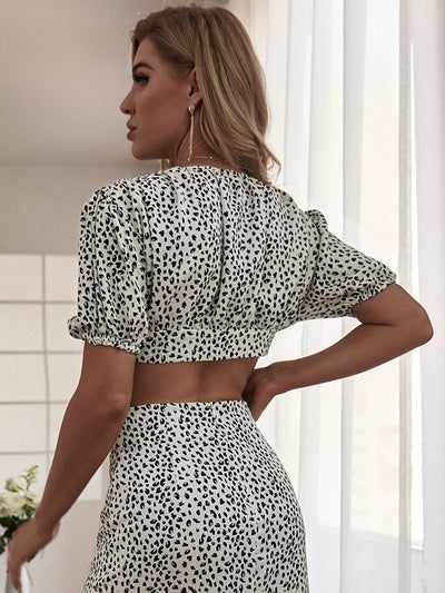 Davina White Leopard Tie Crop Top - Fashion Genie Boutique