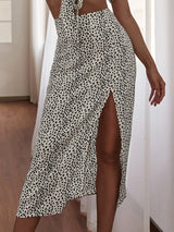 Davina White Polka Dot Split Midi Skirt - Fashion Genie Boutique