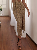 Jenny Brown Polka Dot Split Midi Skirt - Fashion Genie Boutique