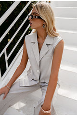 Girl With Goals Grey Sleeveless Blazer - Fashion Genie Boutique