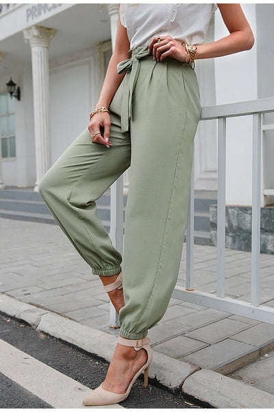 Going Solo Green Paper Bag Trousers - Fashion Genie Boutique