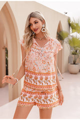 Love Rush Orange Blouse & Shorts Co-Ords - Fashion Genie Boutique