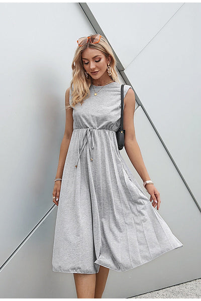 Eileen Grey Sleeveless Pleated Midi Dress - Fashion Genie Boutique