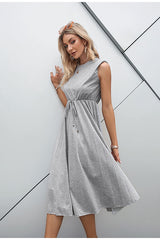 Eileen Grey Sleeveless Pleated Midi Dress - Fashion Genie Boutique