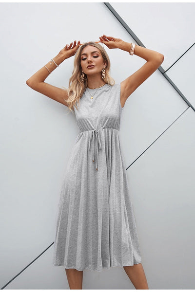 Eileen Grey Sleeveless Pleated Midi Dress - Fashion Genie Boutique