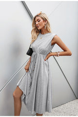 Eileen Grey Sleeveless Pleated Midi Dress - Fashion Genie Boutique