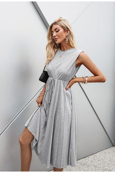Eileen Grey Sleeveless Pleated Midi Dress - Fashion Genie Boutique